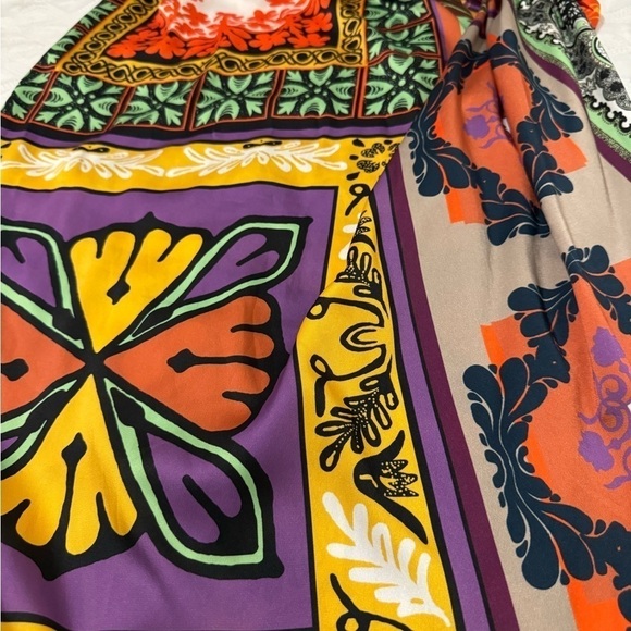 ZARA MULTICOLORED PRINTED, KNOTTED, SLIT MIDI SKIRT SIZE M. NWOT - Picture 10 of 12